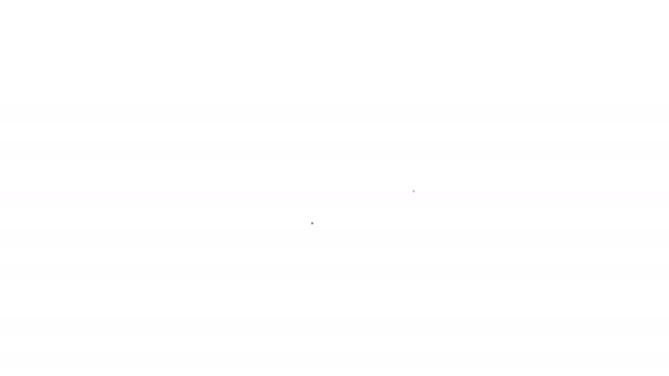 Černá čára Ikona ozubení izolované na bílém pozadí. Značka nastavení ozubeného kola. Symbol kolečka. Grafická animace pohybu videa 4K - Záběry, video