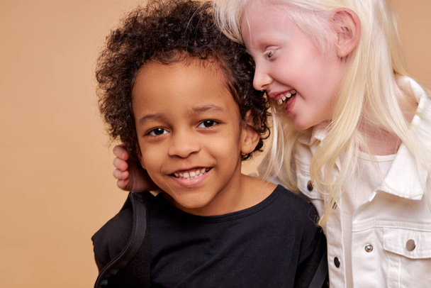 portrait of positive kids, multiethnic children - Φωτογραφία, εικόνα