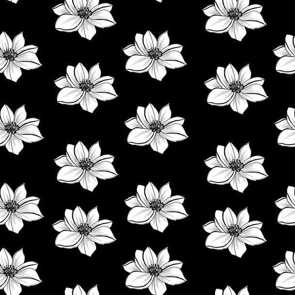 Elegant seamless pattern with anemone flowers, design elements. Floral  pattern for invitations, cards, print, gift wrap, manufacturing, textile, fabric, wallpapers - ベクター画像