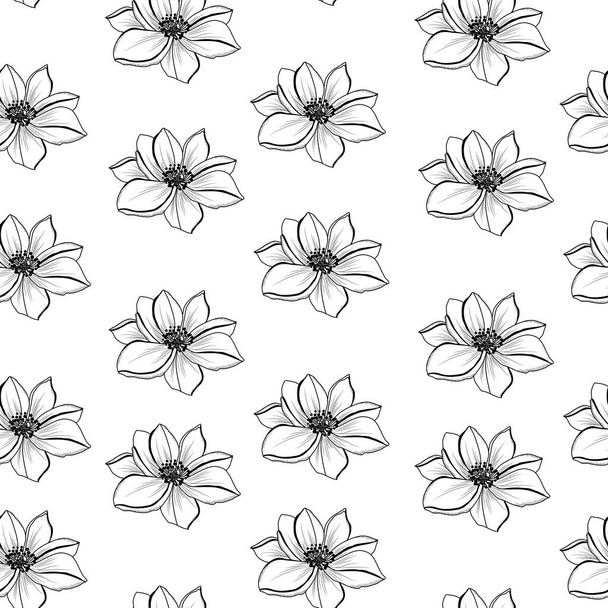Elegantes, nahtloses Muster mit Anemonenblüten, Designelementen. Blumenmuster für Einladungen, Karten, Druck, Geschenkpapier, Herstellung, Textil, Stoff, Tapeten - Vektor, Bild