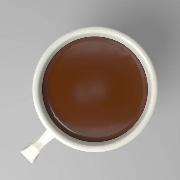 Вид сверху, рендер 3D изображение чашка черного шоколада, качество 300 dpi, формат tiff
. - Фото, изображение