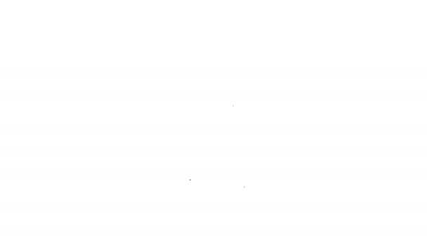 Černá čára Vidlice a lžička ikona izolované na bílém pozadí. Nádobí na vaření. Znamení příboru. Grafická animace pohybu videa 4K - Záběry, video