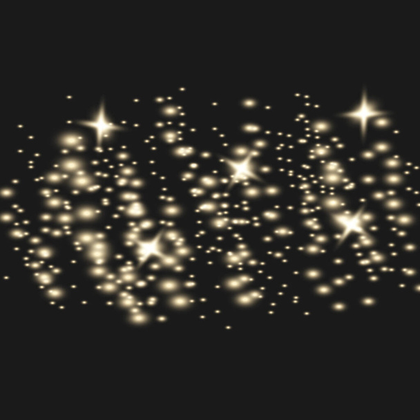 λευκές σπίθες και αστέρια λάμπουν ειδικό εφέ φωτός. Ο διάνυσμα λάμπει στο βάθος. Χριστουγεννιάτικο αφηρημένο μοτίβο. Λαμπερά μαγικά σωματίδια σκόνης - Διάνυσμα, εικόνα