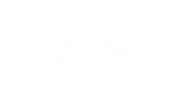 Zwarte lijn Groot bed voor twee of één persoon pictogram geïsoleerd op witte achtergrond. 4K Video motion grafische animatie - Video
