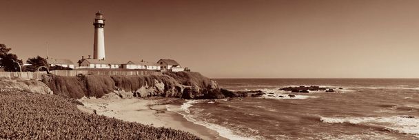 Pigeon Point lighthouse in Big Sur California in black and white. - Photo, Image