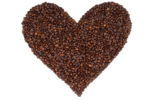 Heart made from coffee beans. - Foto, afbeelding