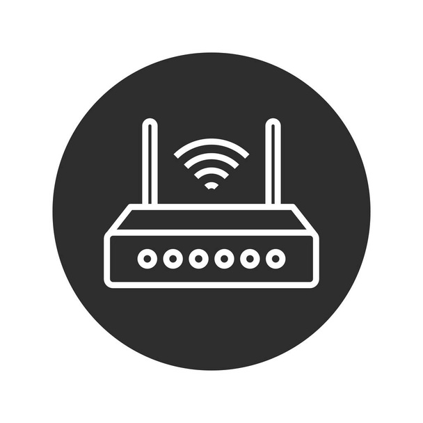 wi fi router satır simgesi, vektör basit illüstrasyon - Vektör, Görsel