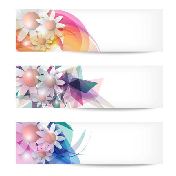 set of three abstract banners with flowers - Vektori, kuva