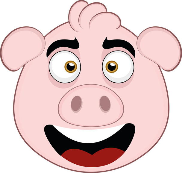 Ilustração vetorial do rosto de um porco bonito dos desenhos animados
 - Vetor, Imagem