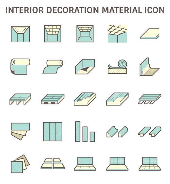 インテリア装飾材料と建築作業ベクトルのアイコンのデザイン. - ベクター画像