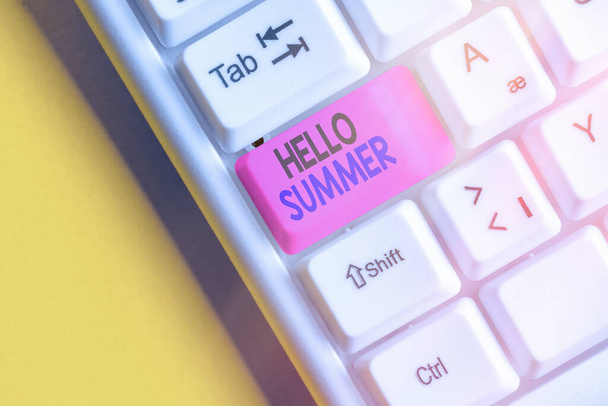 Woord tekst schrijven Hello Summer. Business concept voor gastvrije het warmste seizoen van het jaar komt na de lente. - Foto, afbeelding