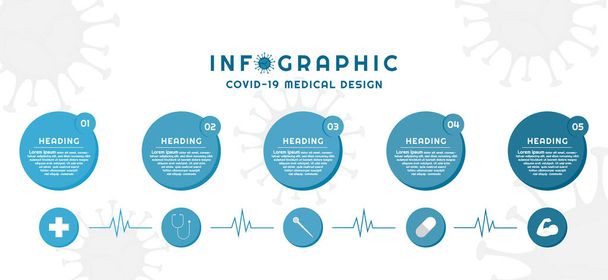 Návrh infografického kruhu pro koncept medicínského koronaviru-19. vektorová ilustrace. - Vektor, obrázek