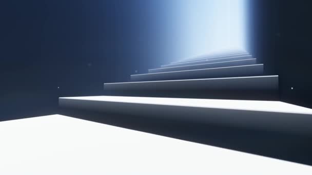3D animatie achtergrond, Trap naar de hemel - Loop naar het licht met deeltjes - Video