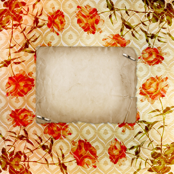 Alienated gold paper background for announcement with rose - Fotó, kép
