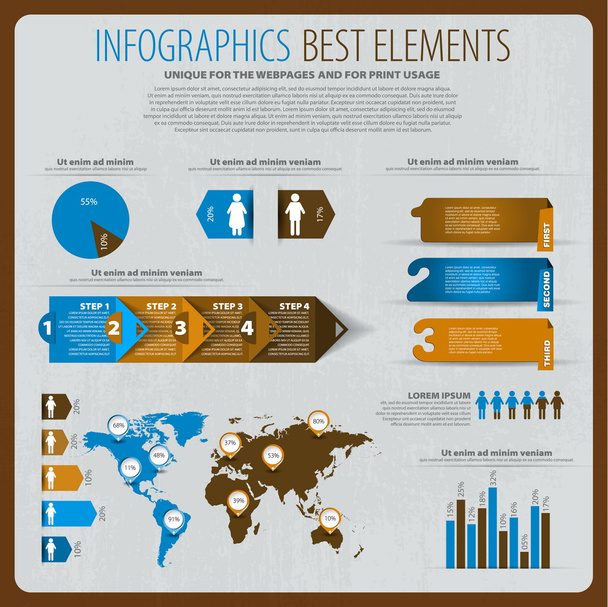 Elemente der Infografik setzen - Vektor, Bild