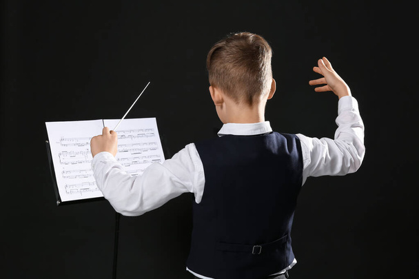 Little conductor on dark background - Photo, Image