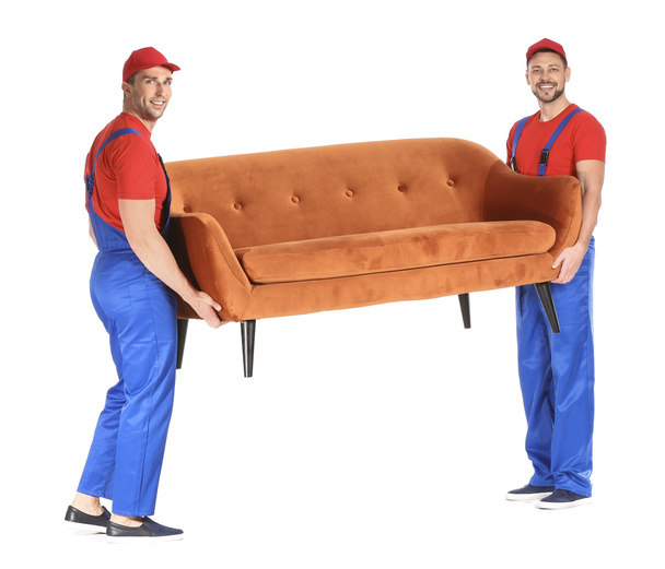 Laders met meubels tegen een witte achtergrond - Foto, afbeelding