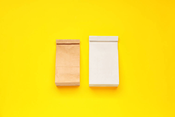 Paper bags on color background - Photo, Image