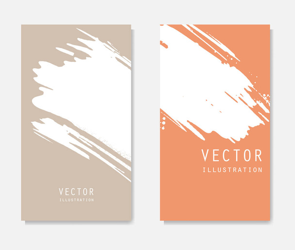 Abstract ink brush banners set with grunge effect. Japanese style. Vector illustration - Vektor, obrázek