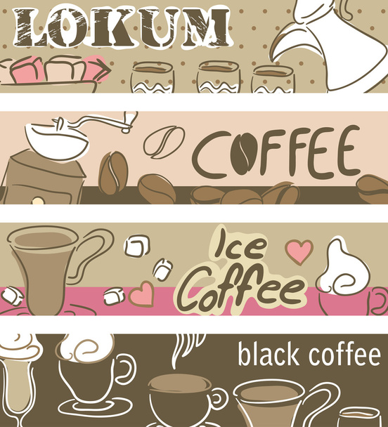 koffie banners - Vector, afbeelding