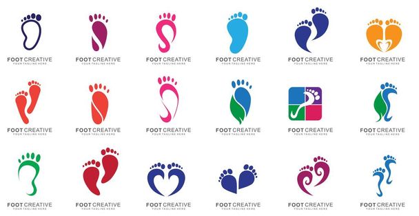 Foot logó készlet. elvont ikon lábvektor illusztráció - Vektor, kép