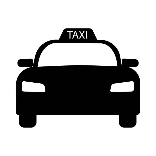 タクシーカー自動車。シンプルな黒と白のタクシーイラストピクトグラム。EPSベクトル - ベクター画像