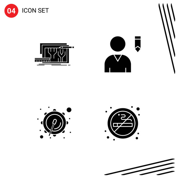 User Interface Pack of 4 Basic Solid Glyphs of architecture, drum, design, profile, no Editable Vector Design Elements - Vector, Image