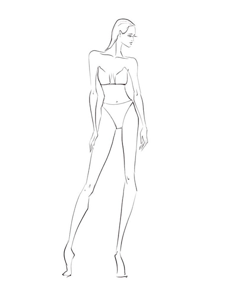 Fashion Model Template for Clothes Design. Simple Line Illustration - Photo, Image