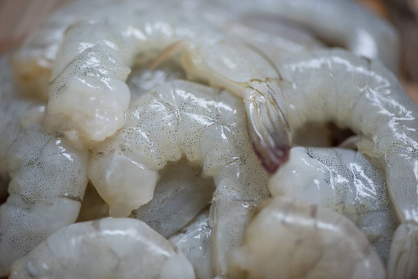 raw shrimp background for cooking / close up fresh shrimps or prawns , Seafood shelfish - Photo, Image