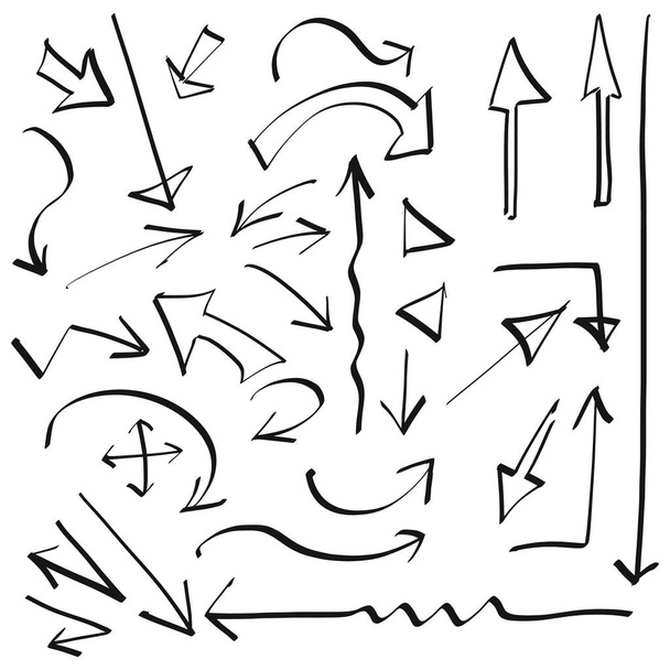 Cartoon style.Hand ζωγραφισμένα βέλη, σύνορα, εικόνες και symbols.hand doodle στοιχεία σχεδιασμού σε λευκό φόντο - Διάνυσμα, εικόνα