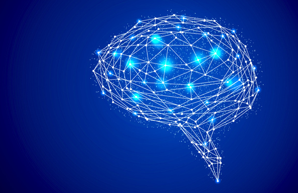 Синий компьютер с искусственным мозгом. иллюстрация фоновое изображение
. - Фото, изображение