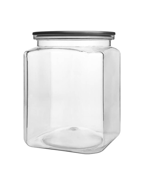 El PET transparente vacío puede frasco para enlatar y preservar aislado sobre fondo blanco
. - Foto, Imagen
