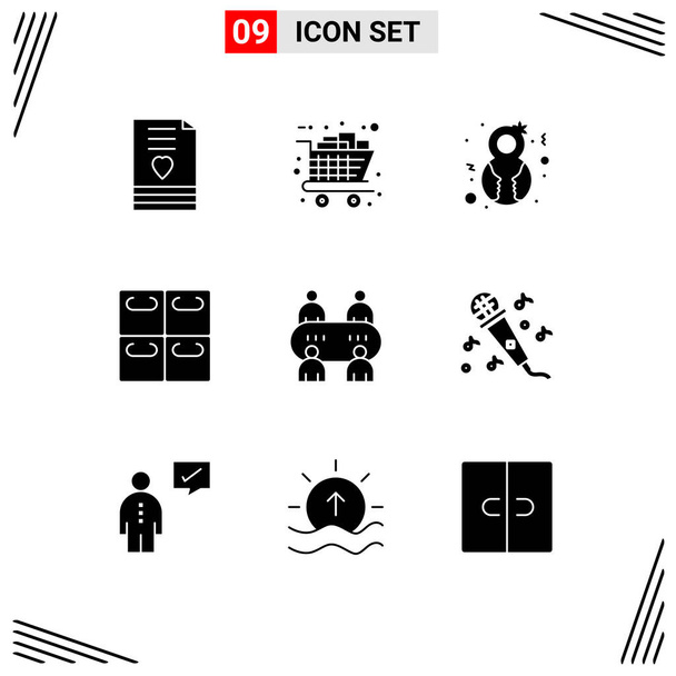 Упаковка из 9 современных символов и букв для веб-печатных СМИ, таких как казино, сифуд, картон, роллы, жанр и стол
 - Вектор,изображение