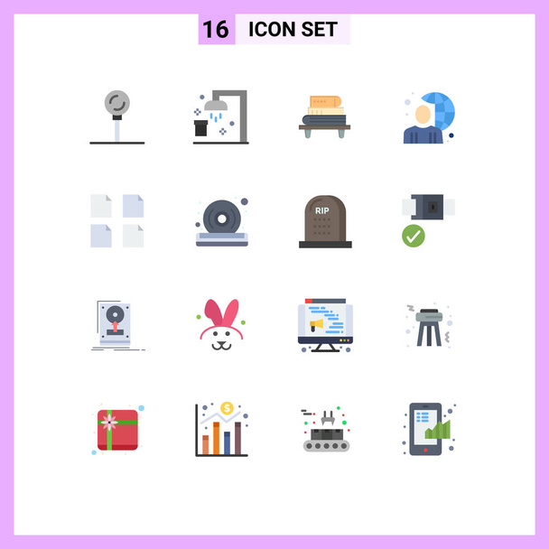 Set of 16 Commercial Flat Colors pack for documents, férfi, teljesítmény, gömb, felhasználó Szerkeszthető csomag Creative Vector Design Elements - Vektor, kép