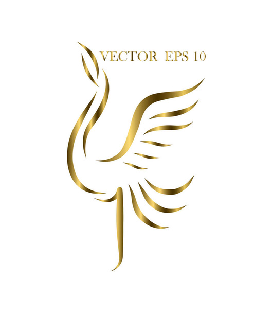 Goldene Linie Kunst Flamingo-Logo Vektor mit Flügeln stehen, um einen Liebhaber zu finden. - Vektor, Bild