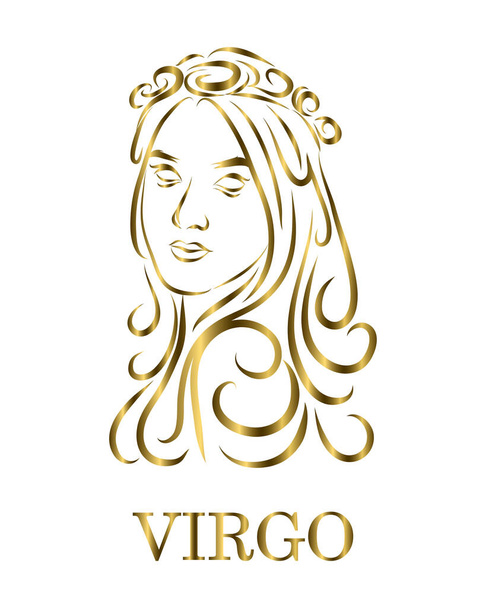 Logo vectoriel ligne d'or d'une femme. C'est signe du zodiaque virgo
. - Vecteur, image