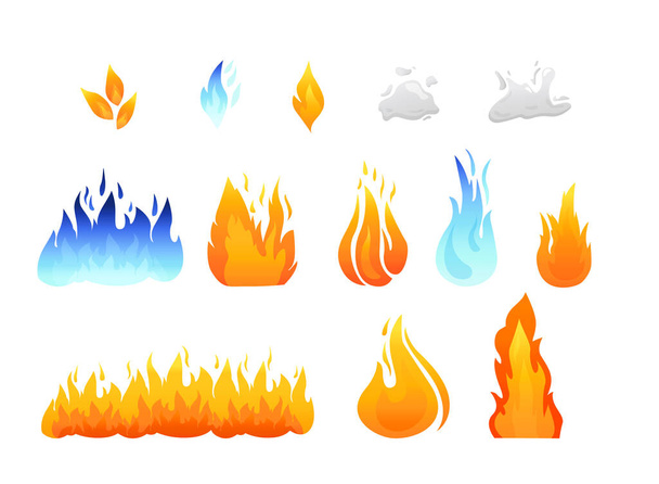 Colección de dibujos animados Fire Flames Set. Gran efecto de luz para el diseño sobre un fondo blanco. Aislado y fácil de editar adecuado para el diseño web o diseño de juegos. Ilustración de vectores planos
 - Vector, Imagen