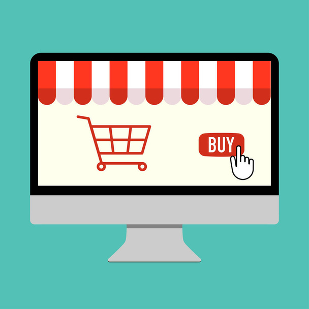 online shop in computer laptop buy store vector  - Vector, Image