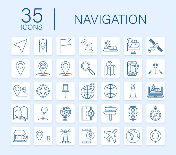 Navigation and Map line icons set. Vector stock illustration. - Vector, Image