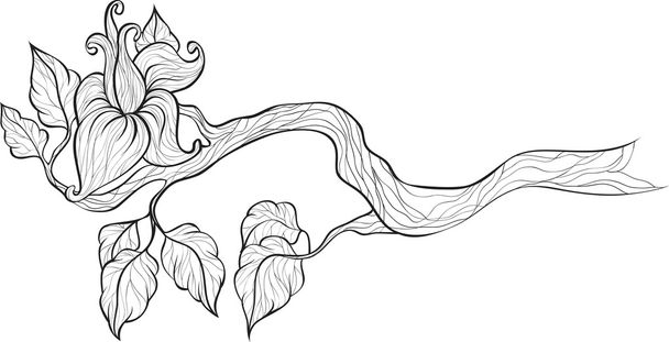 Branch with flower. - Вектор,изображение