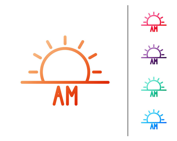 Rote Linie Sunrise Symbol isoliert auf weißem Hintergrund. Farbsymbole setzen. Vektorillustration - Vektor, Bild