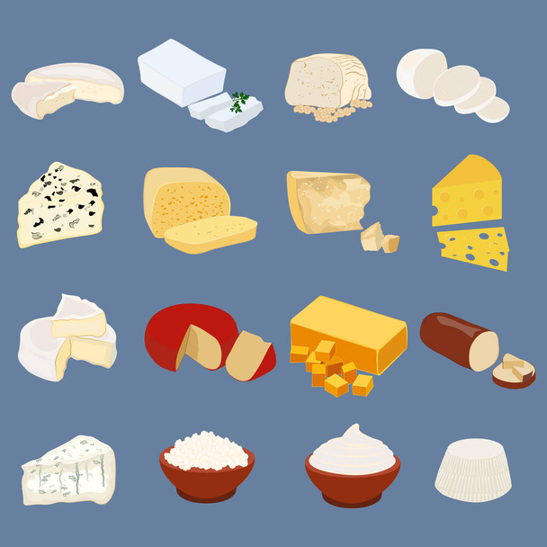 Illustration au fromage sur fond bleu. Illustration vectorielle
 - Vecteur, image