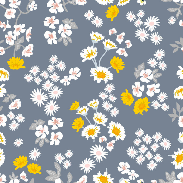 Seamless print with wild flowers. - Vector, Image