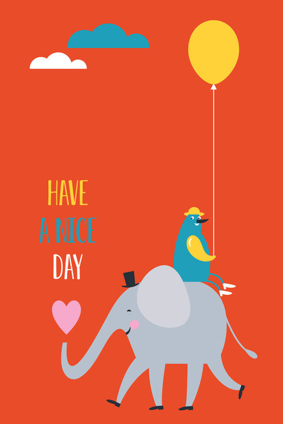 Greeting card design. Children illustrations style. Happy Birthday card . Have a nice day card. Gift card. - Vektor, Bild