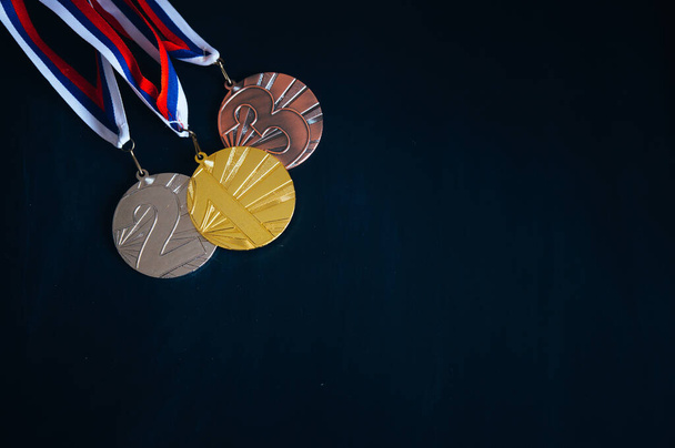 Medal set on black background, edit space for your logo, text or montage - Valokuva, kuva