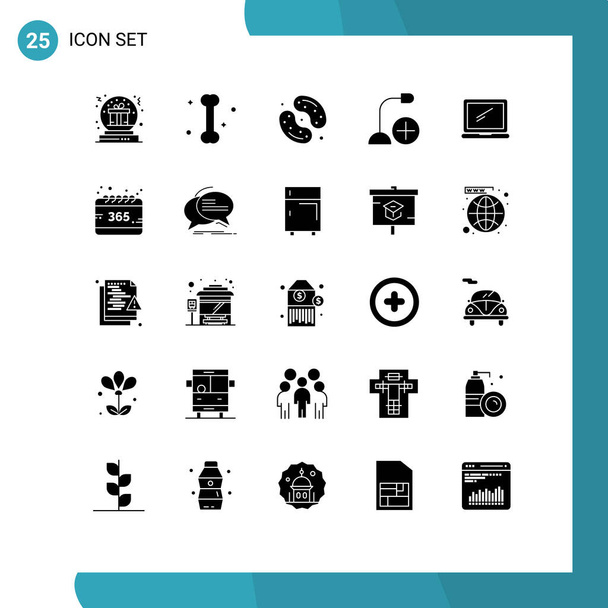 25 Universal Solid Glyph Signs Symbols of hardware, devices, candy, computers, jelly been Editable Vector Design Elements - Vector, Image