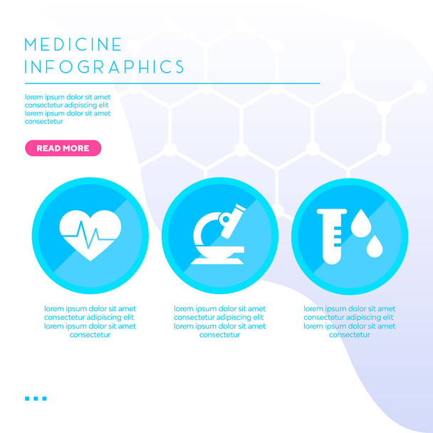 medicína infografické vektorové ikony v modré barvě - Vektor, obrázek