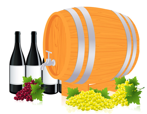 Barrel with wine - Vector, Image