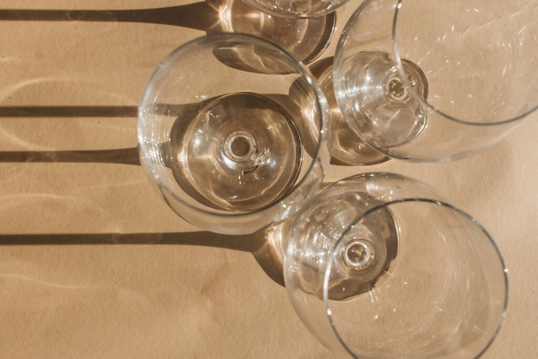 many clean wineglasses , professional equipment  - Zdjęcie, obraz