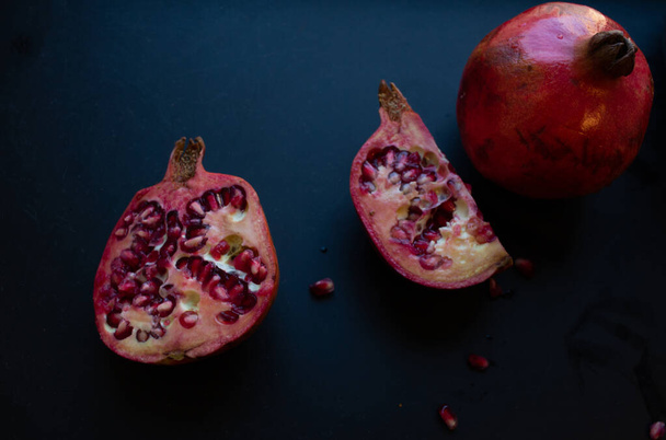 pomegranate fruit on black background - Photo, Image